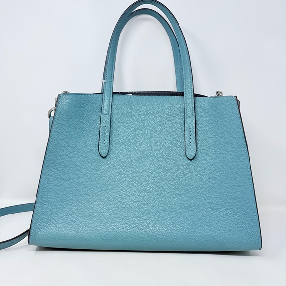 Coach Blue Leather Tote with Detachable Strap - Picture 3 of 8